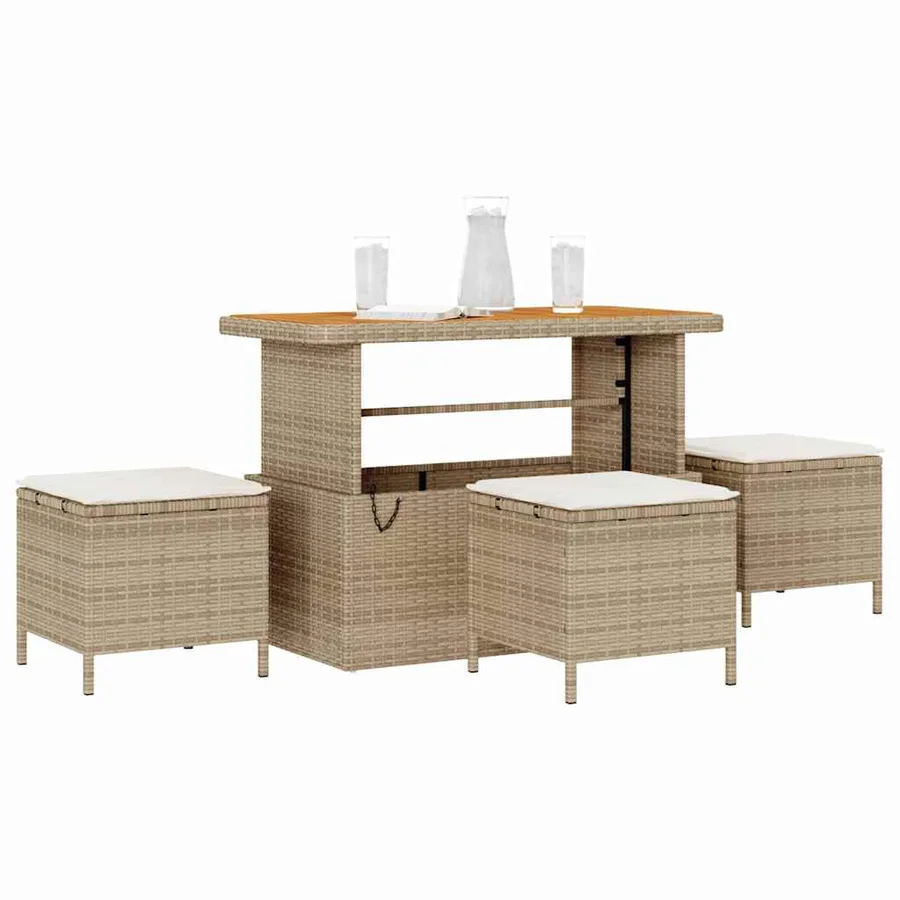 Ensemble de salle à manger pour jardin Beige polyrotin - 3