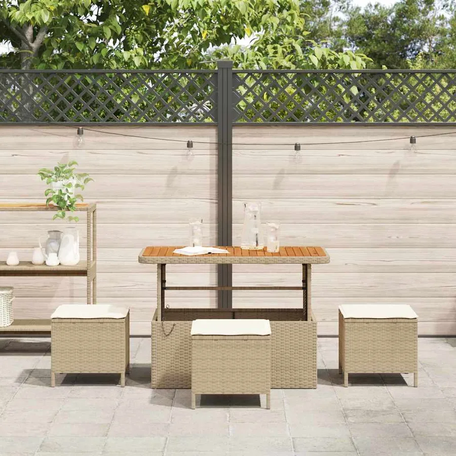 Ensemble de salle à manger pour jardin Beige polyrotin - 4
