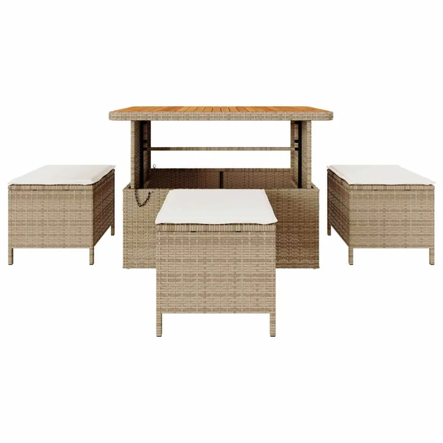 Ensemble de salle à manger pour jardin Beige polyrotin - 7