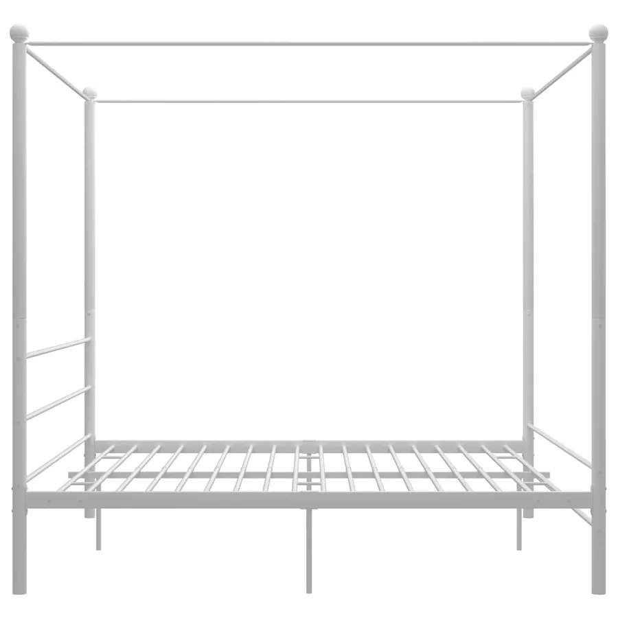 Cadre de lit à baldaquin sans matelas blanc métal 200x200 cm - 3