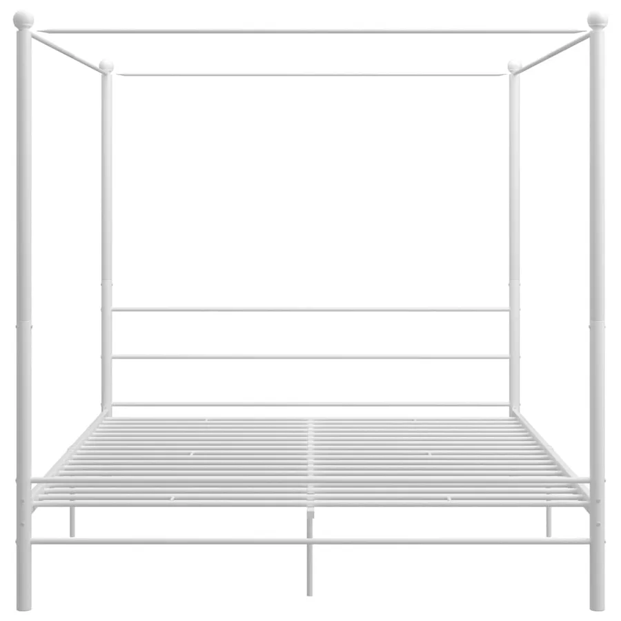 Cadre de lit à baldaquin sans matelas blanc métal 200x200 cm - 4