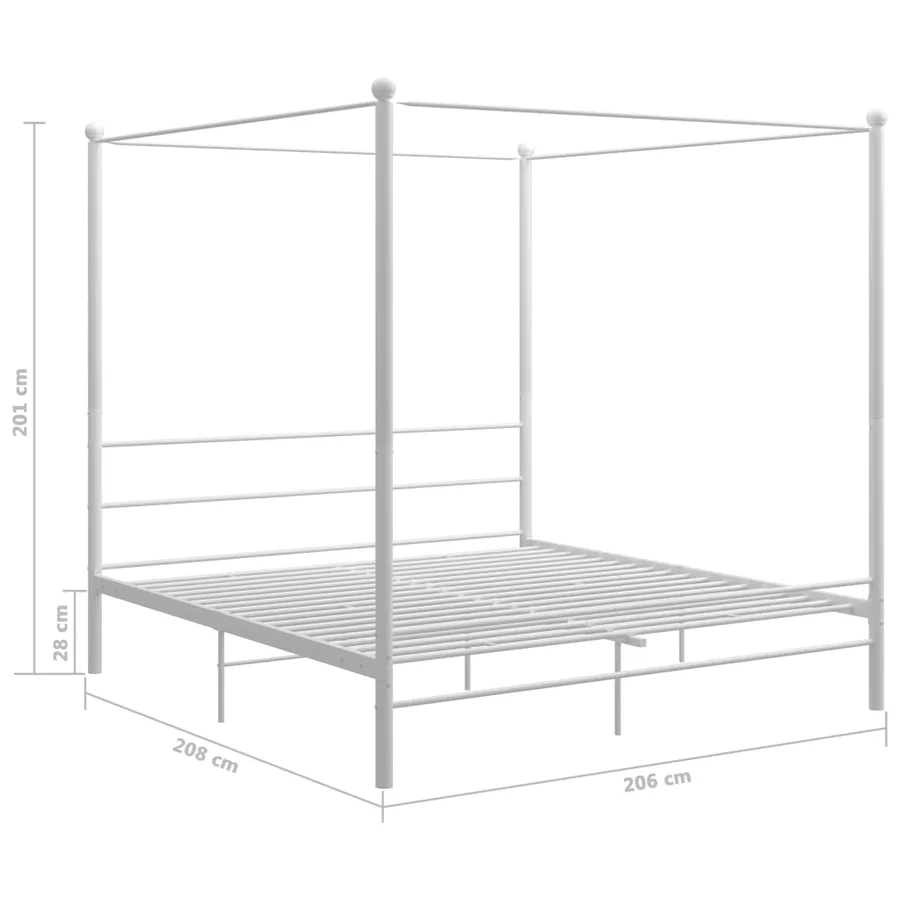 Cadre de lit à baldaquin sans matelas blanc métal 200x200 cm - 6