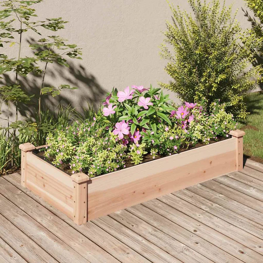 Lit surélevé de jardin doublure 120x60x25 cm bois massif sapin