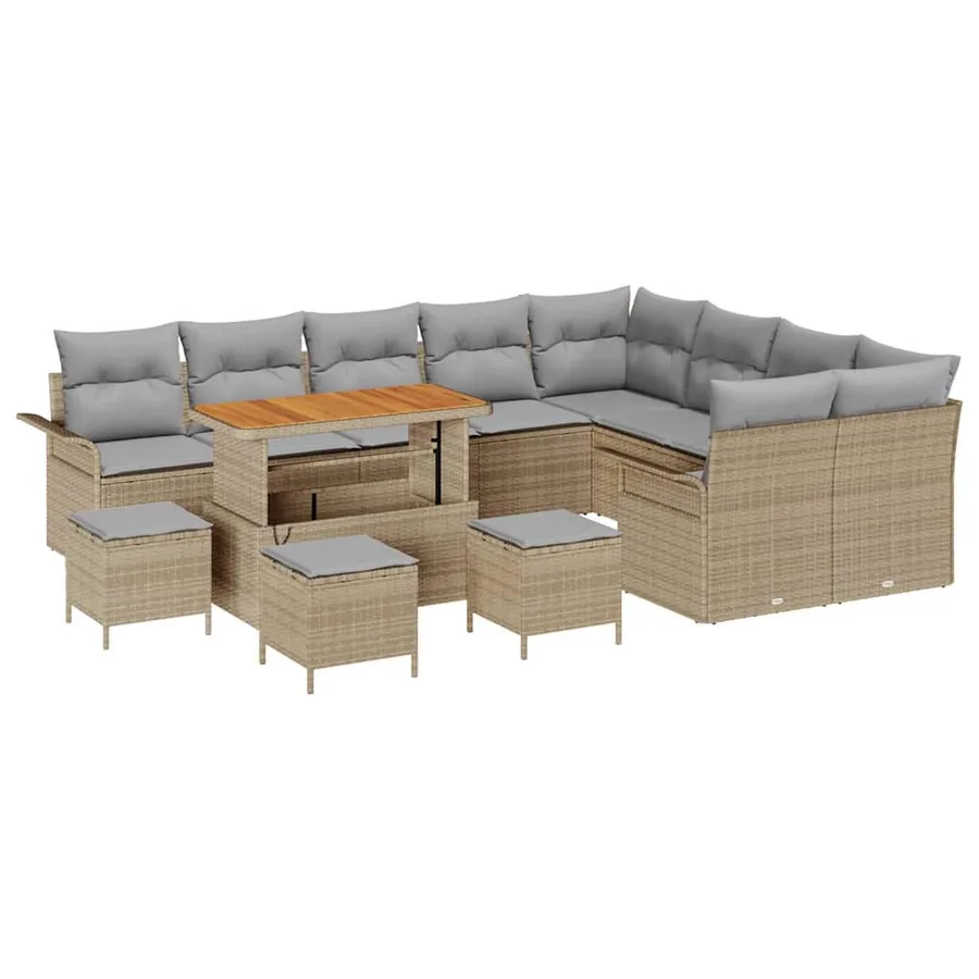 Ensemble de canapé de jardin 13 pcs Beige polyrotin - 2