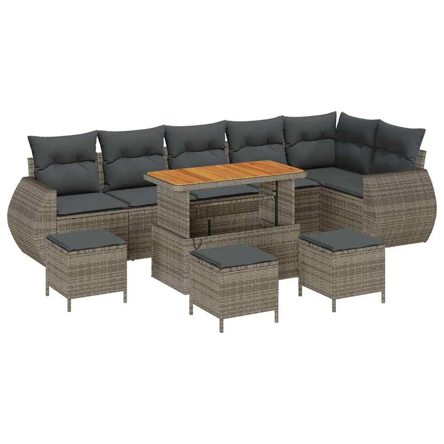 Ensemble de canapé de jardin 10 pcs Gris polyrotin - 2