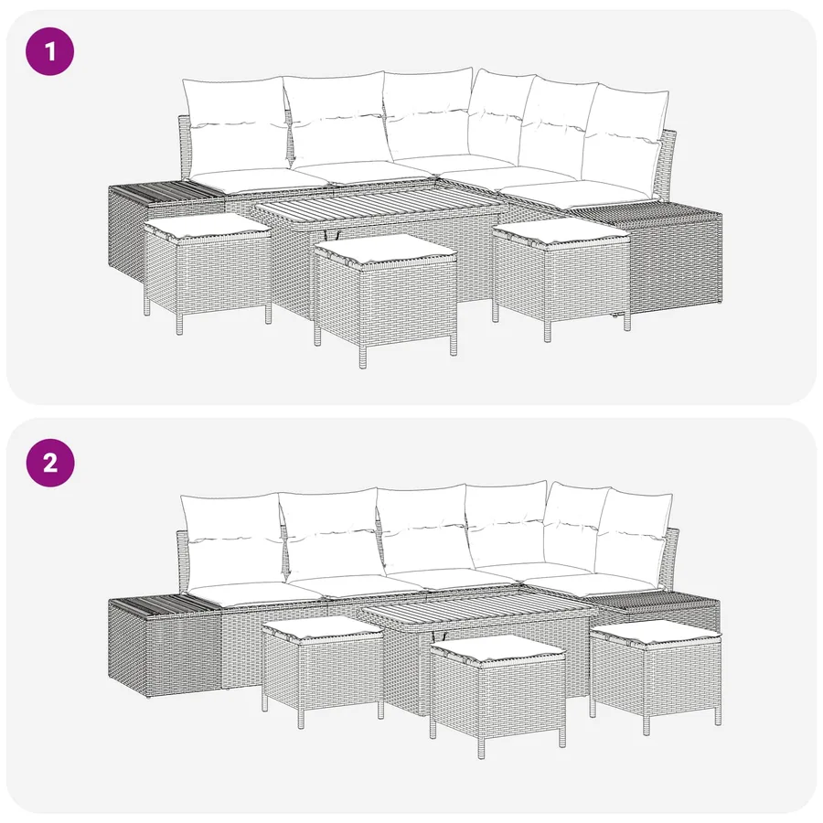 Ensemble de canapé de jardin avec coussin 9 pcs Gris - 8