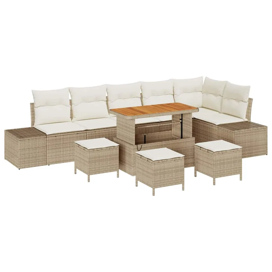 Ensemble de canapé de jardin 10 pcs Beige polyrotin - 2