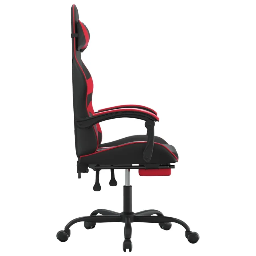 Chaise de jeu pivotante et repose-pied Noir et rouge Similicuir - 4