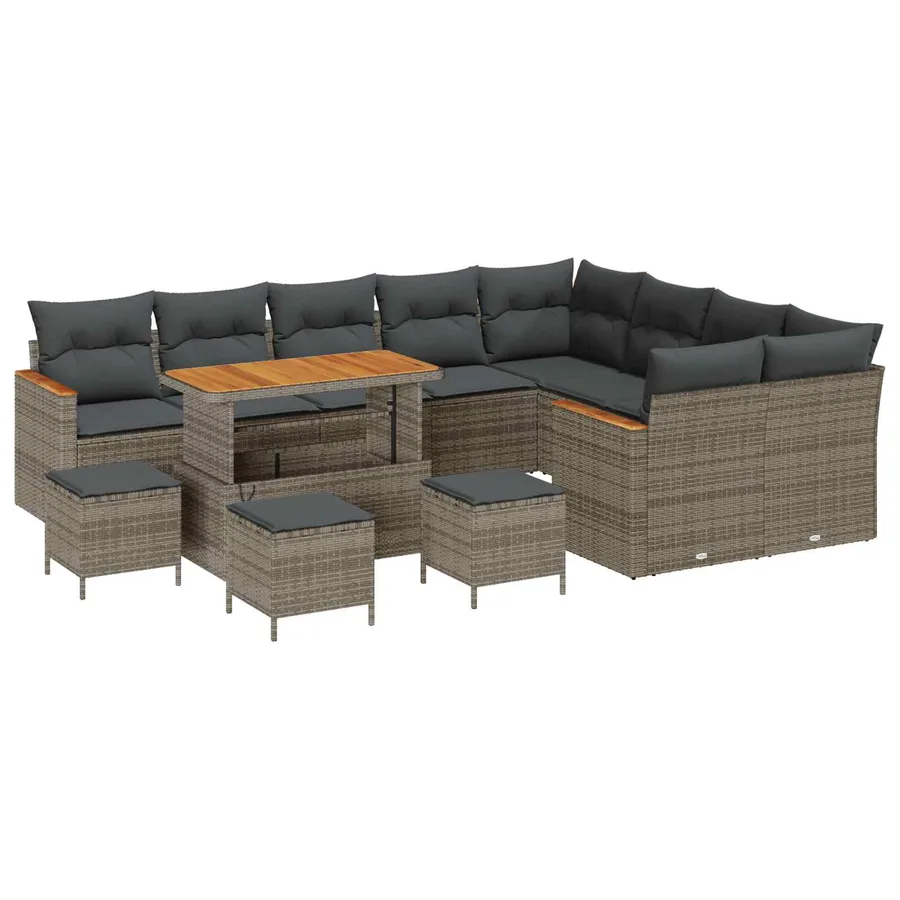 Ensemble de canapé de jardin 13 pcs Gris polyrotin - 2
