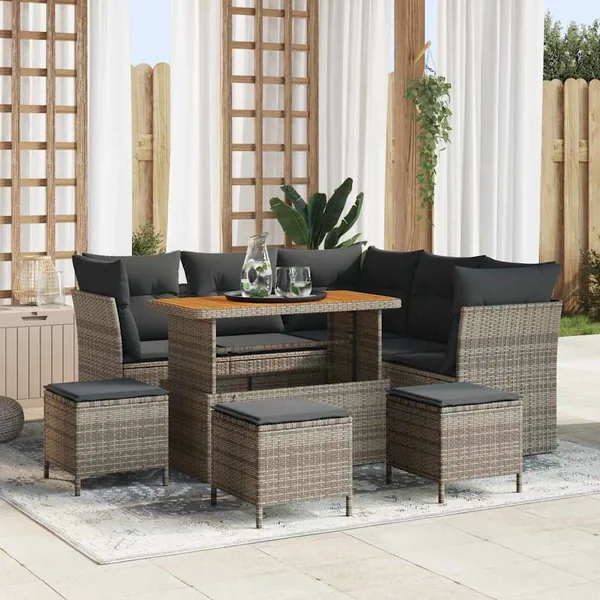 Ensemble de canapé de jardin avec coussin 9 pcs Gris