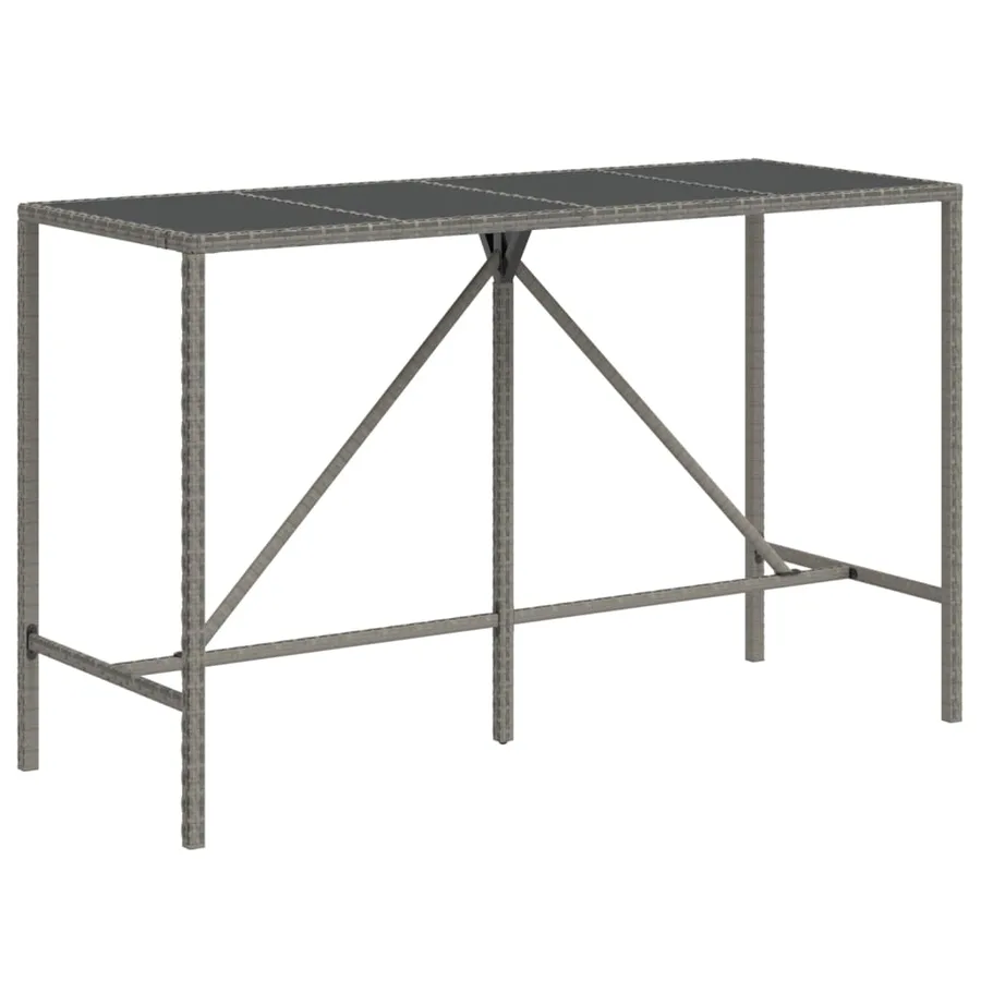 Ensemble de bar de jardin 9 pcs avec coussins gris poly rotin - 4