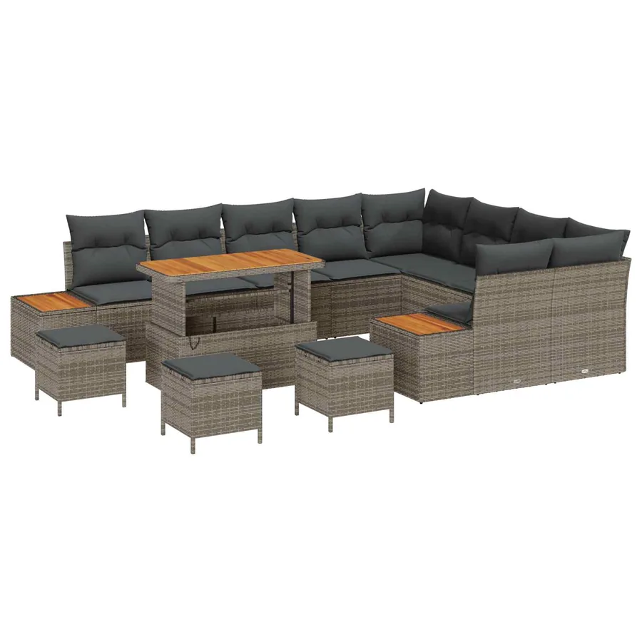 Ensemble de canapé de jardin avec coussin 13 pcs Gris - 2