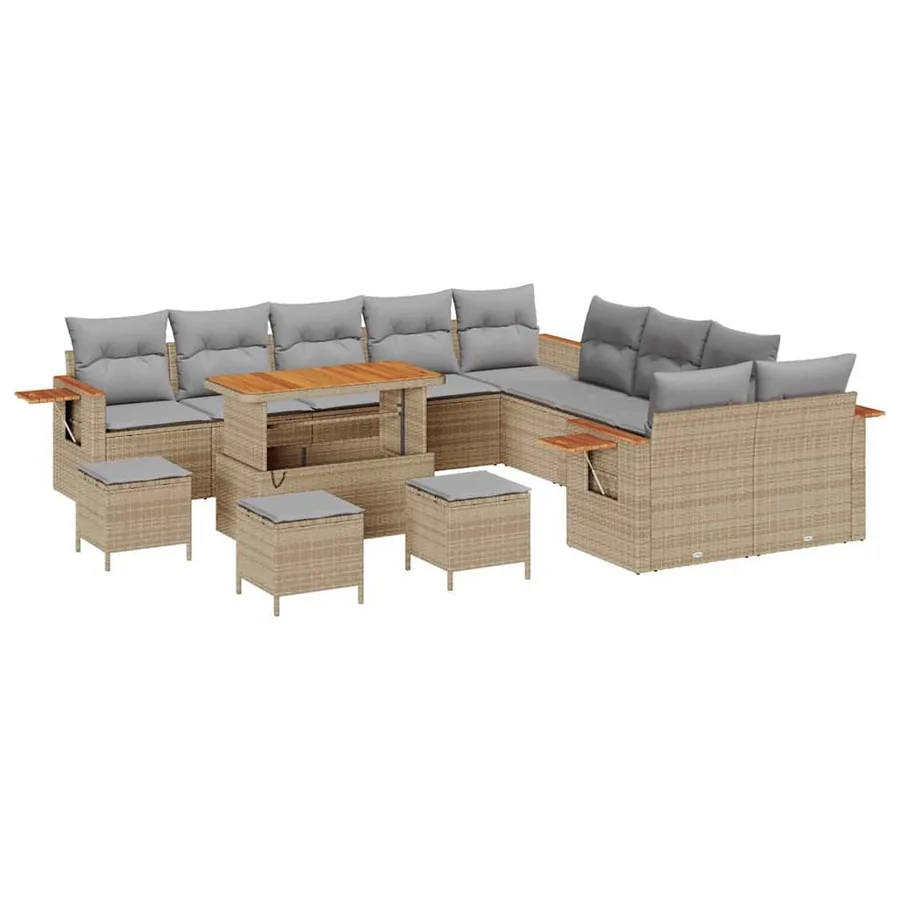 Ensemble de canapé de jardin 18 pcs Beige et Gris clair - 2