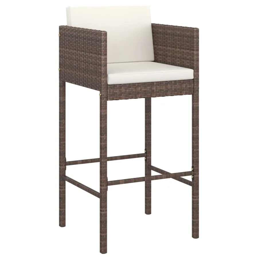 Ensemble de bar de jardin avec coussins 7 pcs marron poly rotin - 3