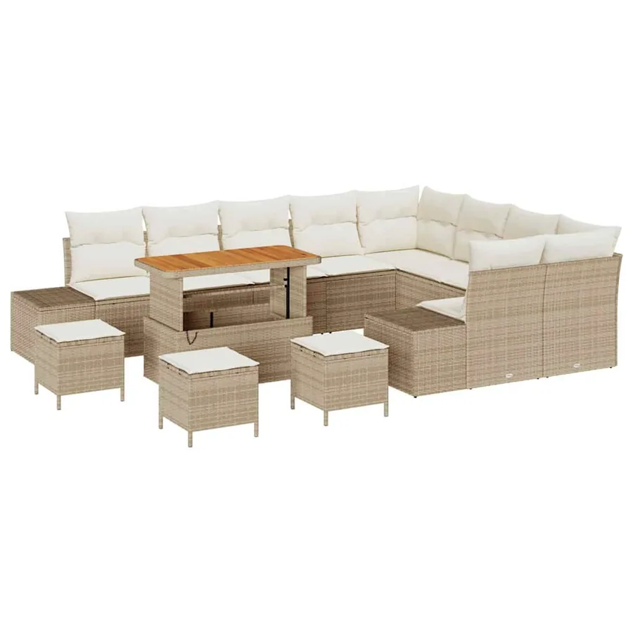 Ensemble de canapé de jardin 13 pcs Beige Poly rotin - 2