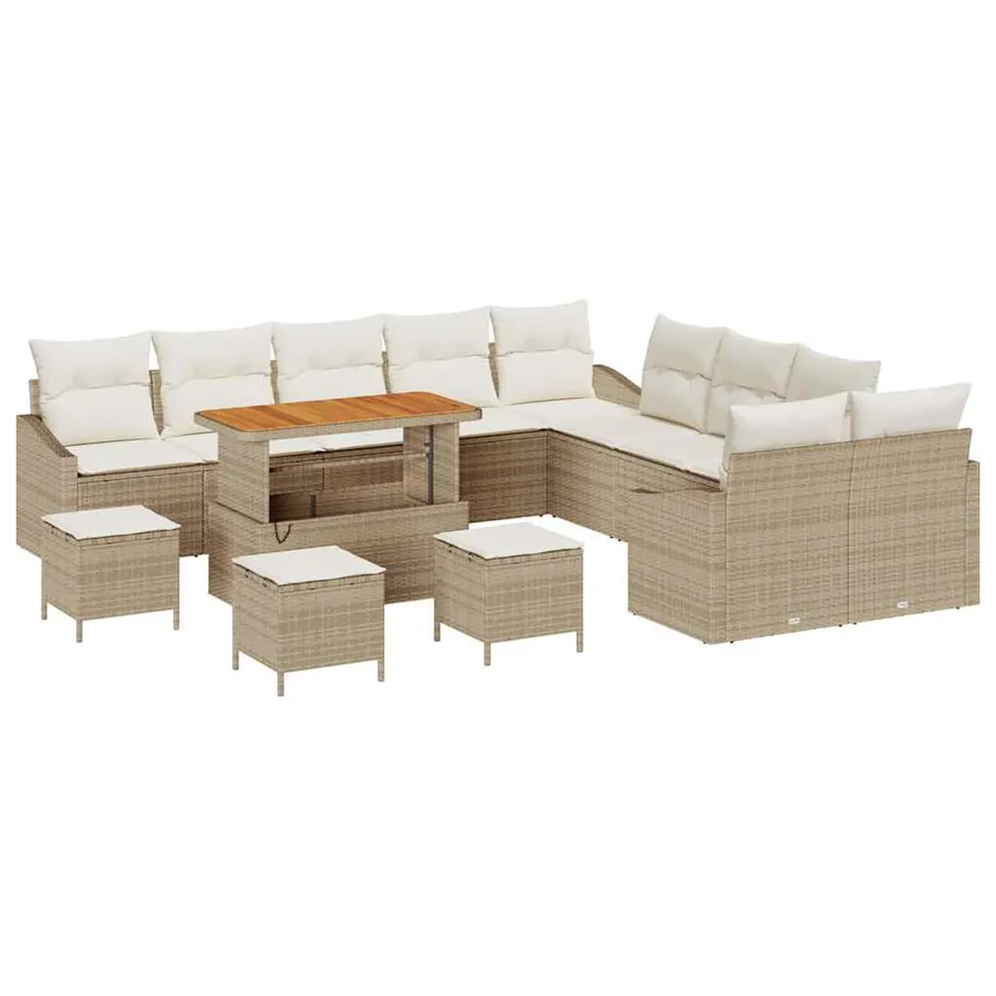 Ensemble de canapé de jardin 13 pcs Beige Poly rotin - 2