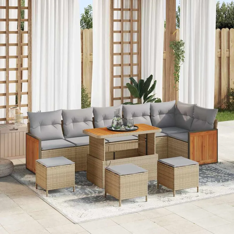 Ensemble de canapé de jardin 12 pcs Beige et Gris clair