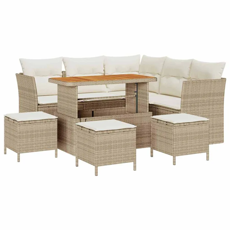 Ensemble de canapé de jardin avec coussin 9 pcs beige et crème - 2