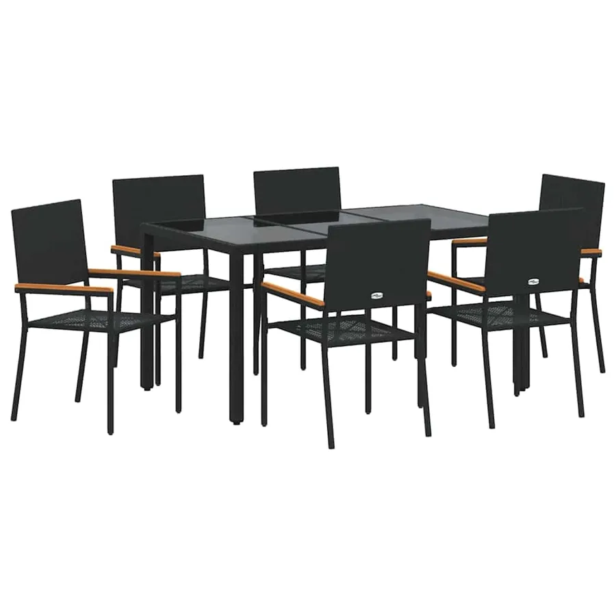 Ensemble de salle à manger pour jardin 7 pcs Noir polyrotin - 2