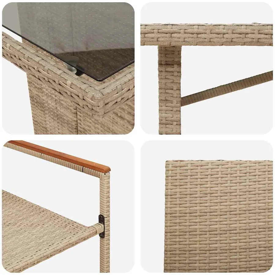 Ensemble de salle à manger pour jardin 9 pcs Beige polyrotin - 9