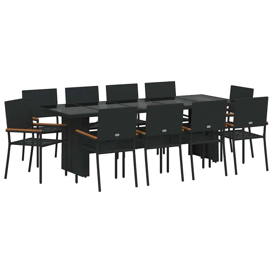 Ensemble de salle à manger pour jardin 11 pcs Noir polyrotin - 2