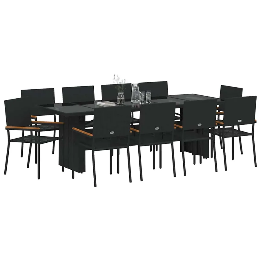 Ensemble de salle à manger pour jardin 11 pcs Noir polyrotin - 3