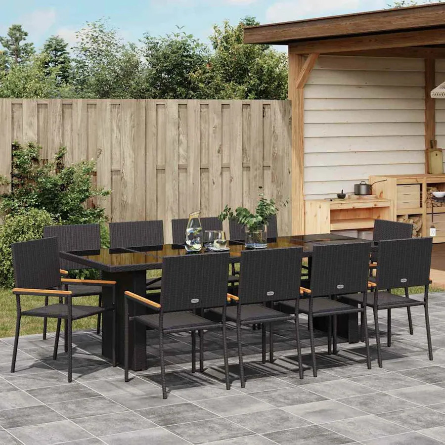 Ensemble de salle à manger pour jardin 11 pcs Noir polyrotin - 4