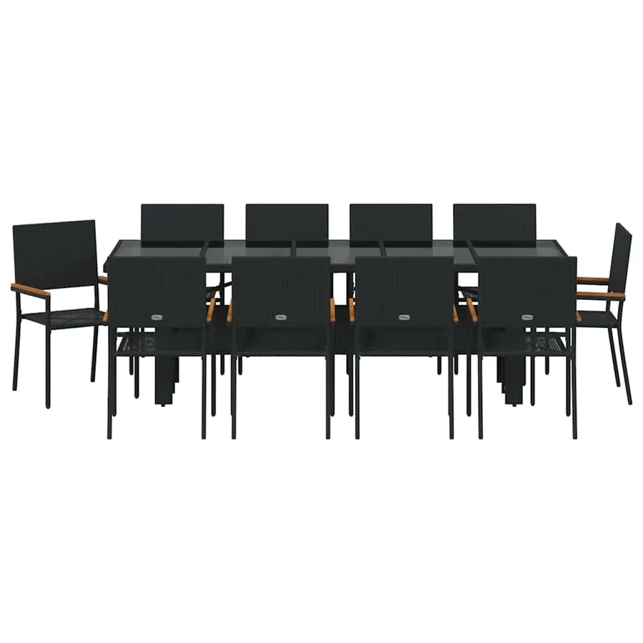 Ensemble de salle à manger pour jardin 11 pcs Noir polyrotin - 7
