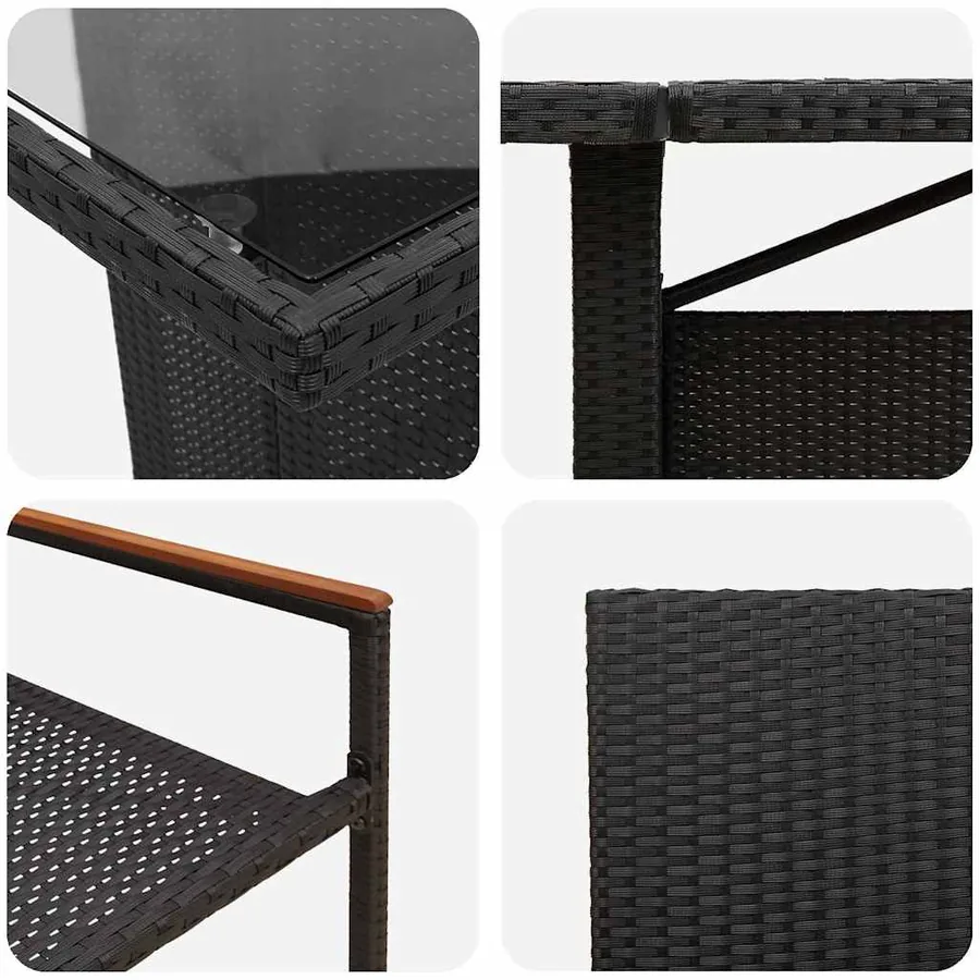 Ensemble de salle à manger pour jardin 11 pcs Noir polyrotin - 9