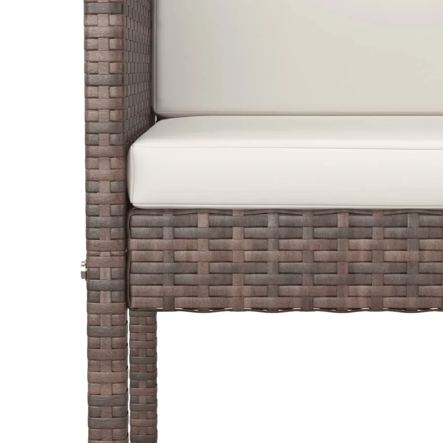 Ensemble de bar de jardin avec coussins 7 pcs marron poly rotin - 5