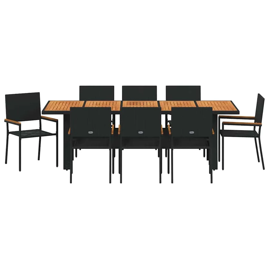 Ensemble de salle à manger pour jardin 9 pcs Noir polyrotin - 7