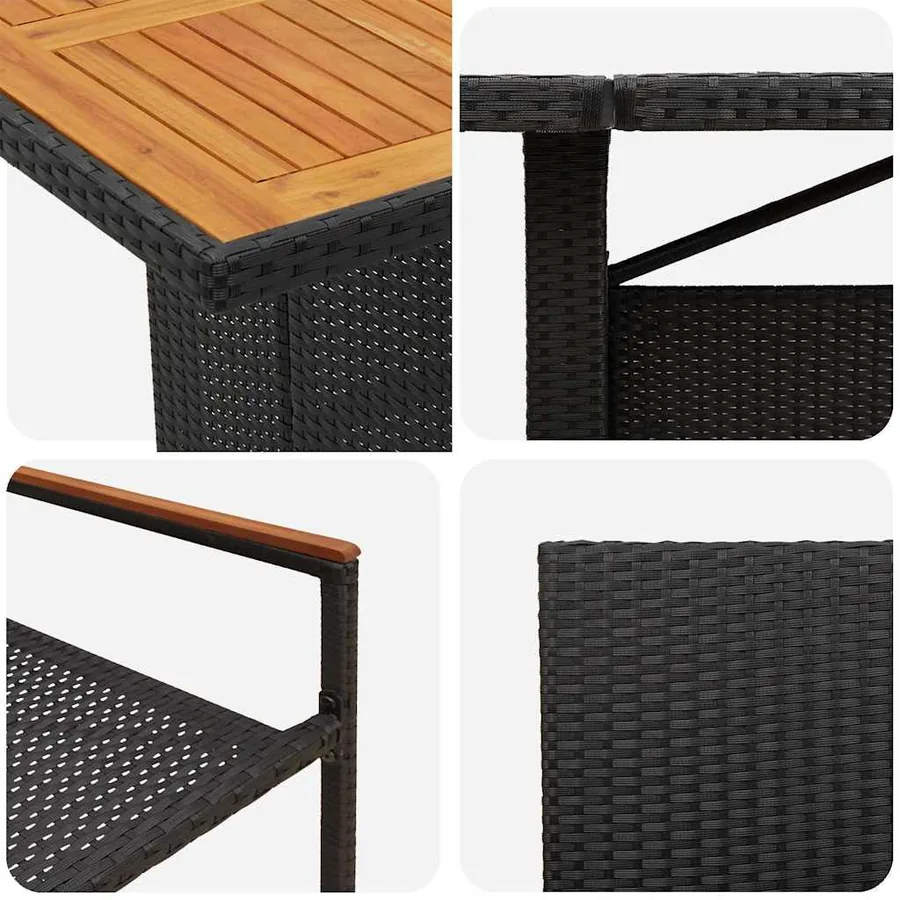 Ensemble de salle à manger pour jardin 9 pcs Noir polyrotin - 9