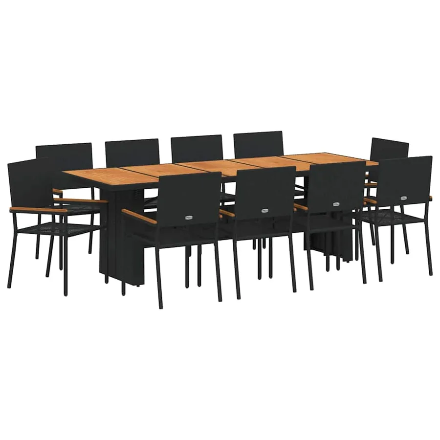 Ensemble de salle à manger pour jardin 11 pcs Noir polyrotin - 2