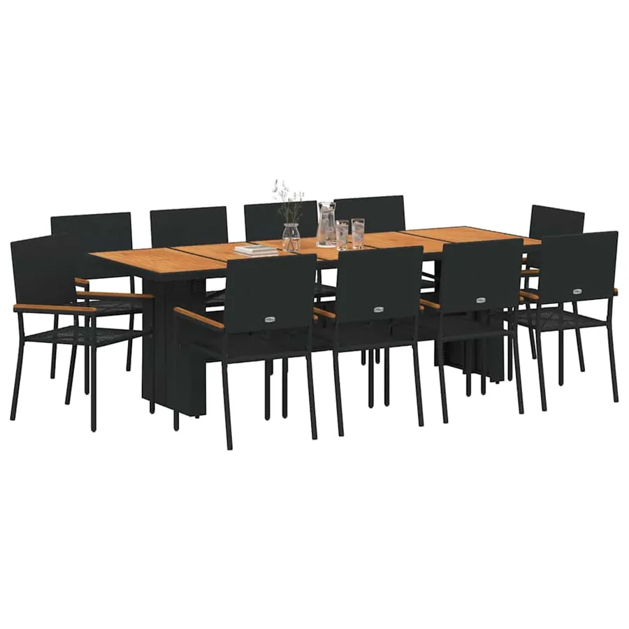 Ensemble de salle à manger pour jardin 11 pcs Noir polyrotin - 3