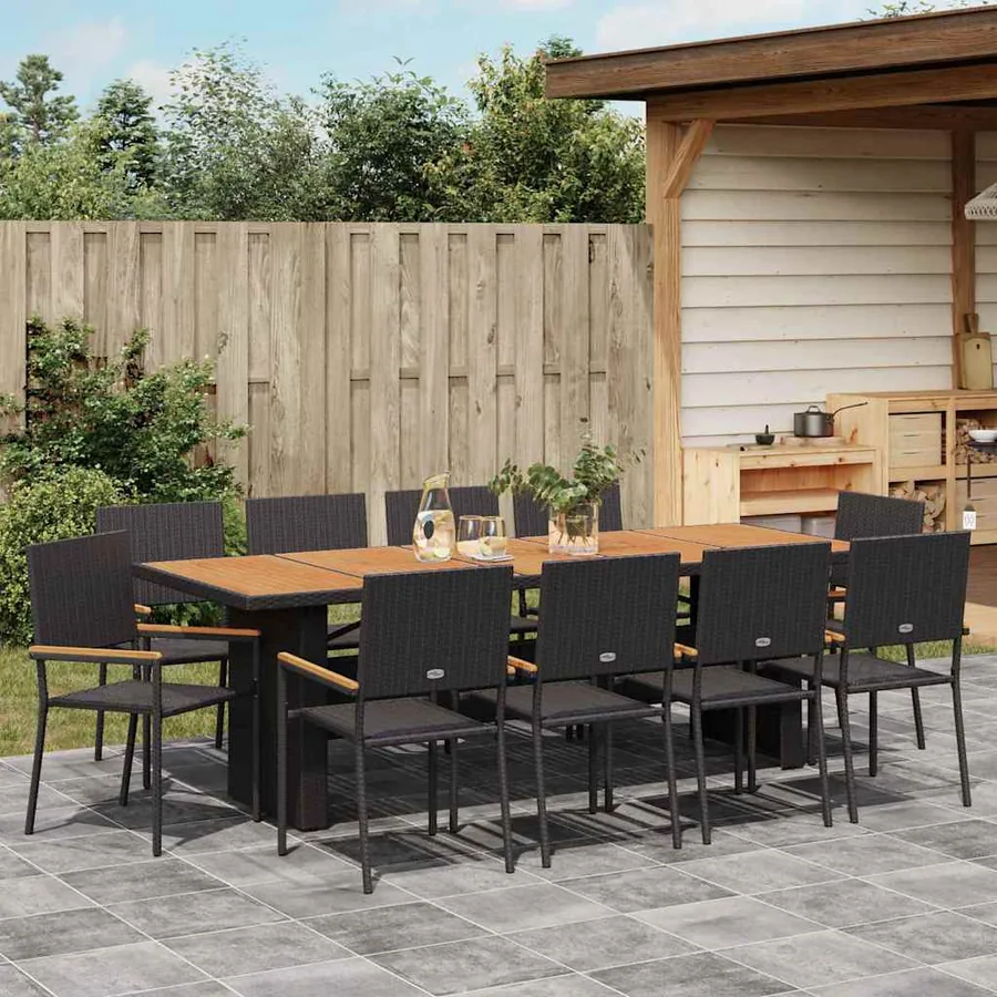 Ensemble de salle à manger pour jardin 11 pcs Noir polyrotin - 4