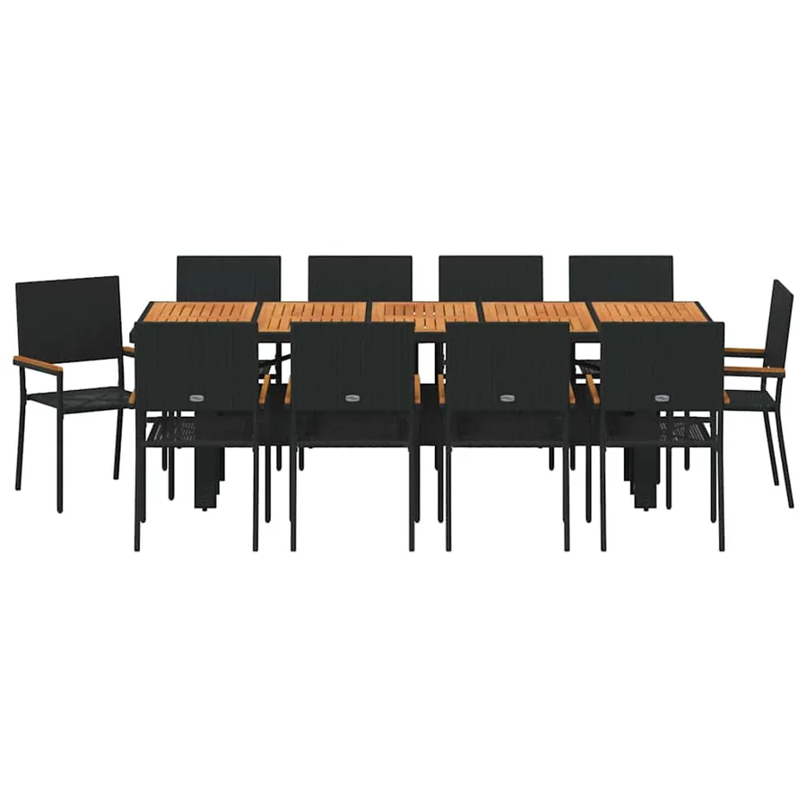 Ensemble de salle à manger pour jardin 11 pcs Noir polyrotin - 7