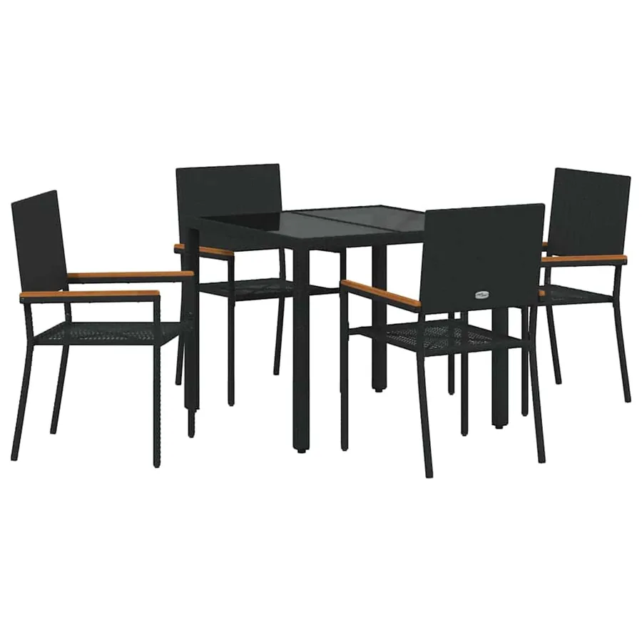 Ensemble de salle à manger pour jardin 5 pcs Noir polyrotin - 2