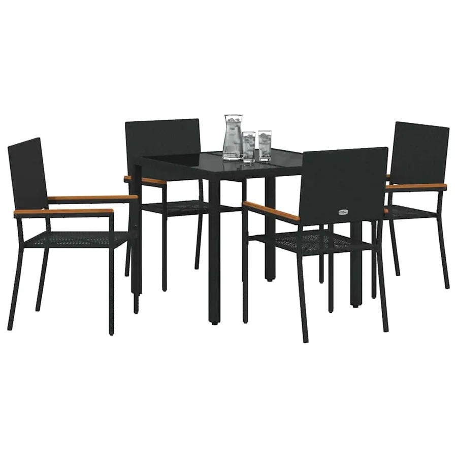 Ensemble de salle à manger pour jardin 5 pcs Noir polyrotin - 3