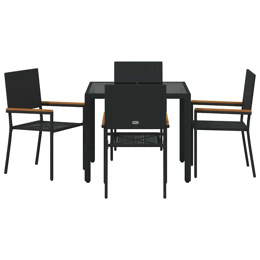 Ensemble de salle à manger pour jardin 5 pcs Noir polyrotin - 7