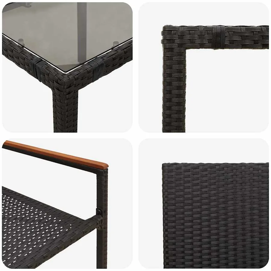 Ensemble de salle à manger pour jardin 5 pcs Noir polyrotin - 9
