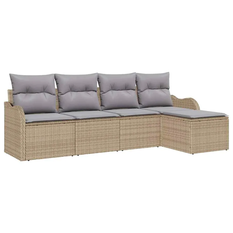 Ensemble de canapé de jardin 5 pcs Beige Poly rotin - 2