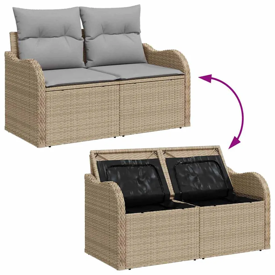 Ensemble de canapé de jardin 5 pcs Beige Poly rotin - 9