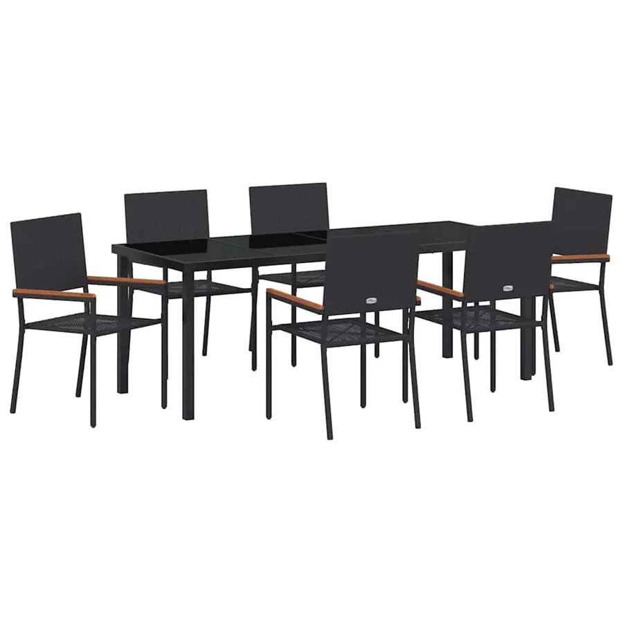 Ensemble de salle à manger pour jardin 7 pcs Noir polyrotin - 2