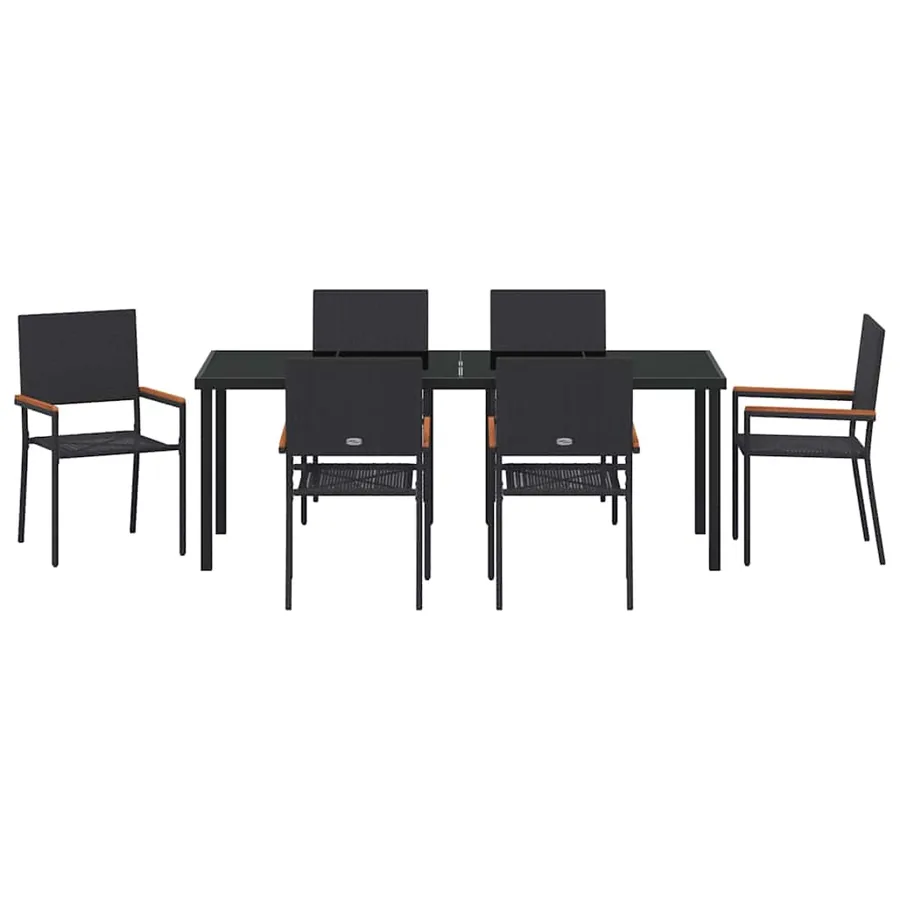 Ensemble de salle à manger pour jardin 7 pcs Noir polyrotin - 7