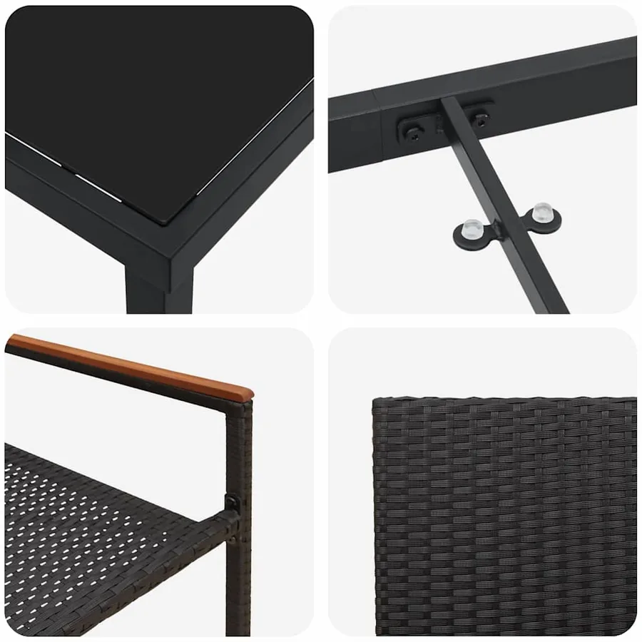 Ensemble de salle à manger pour jardin 7 pcs Noir polyrotin - 9