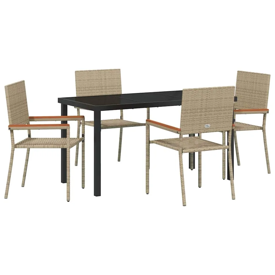 Ensemble de salle à manger pour jardin 5 pcs Beige polyrotin - 2