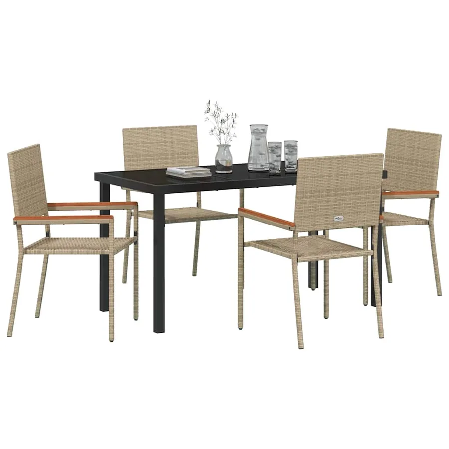 Ensemble de salle à manger pour jardin 5 pcs Beige polyrotin - 3