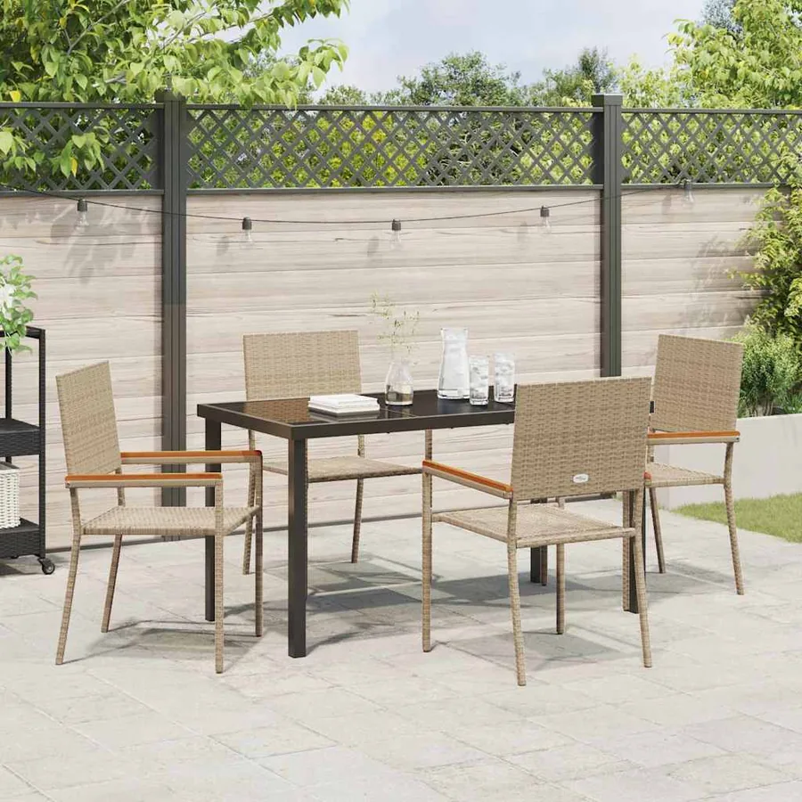 Ensemble de salle à manger pour jardin 5 pcs Beige polyrotin - 4
