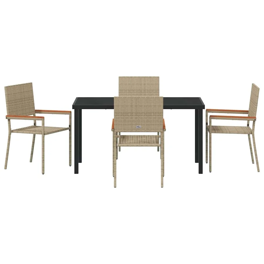 Ensemble de salle à manger pour jardin 5 pcs Beige polyrotin - 7