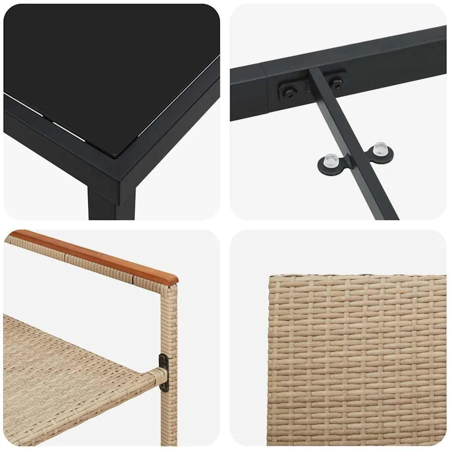 Ensemble de salle à manger pour jardin 5 pcs Beige polyrotin - 9